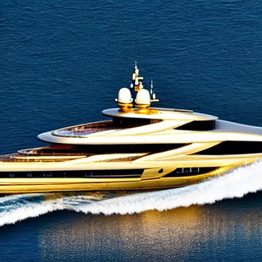 Image similar to wrinkled hunchbacked old butler polishing the side of a gold plated mega yacht