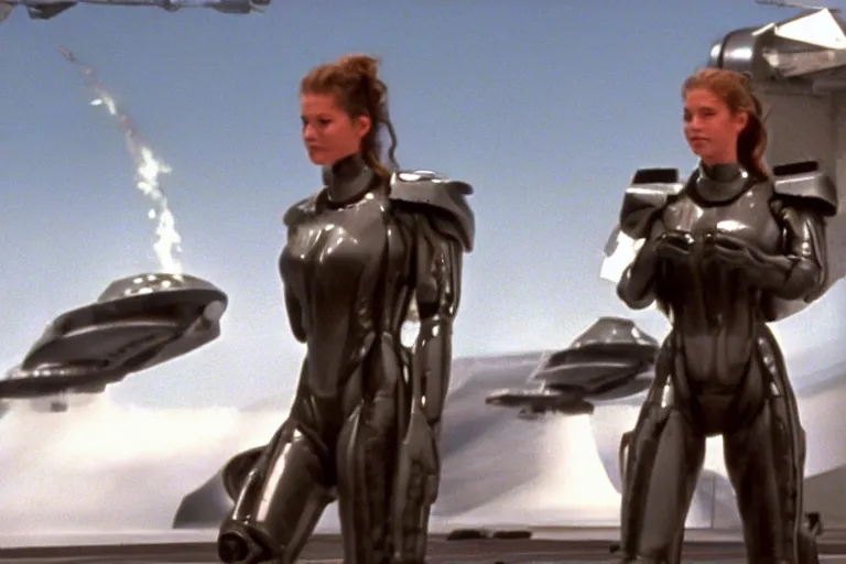 Image similar to Aurora in Starship Troopers (1997), highly detailed, high quality, HD, 4k, 8k, Canon 300mm, professional photographer, 40mp, lifelike, top-rated, award winning, realistic, sharp, no blur, edited, corrected, trending