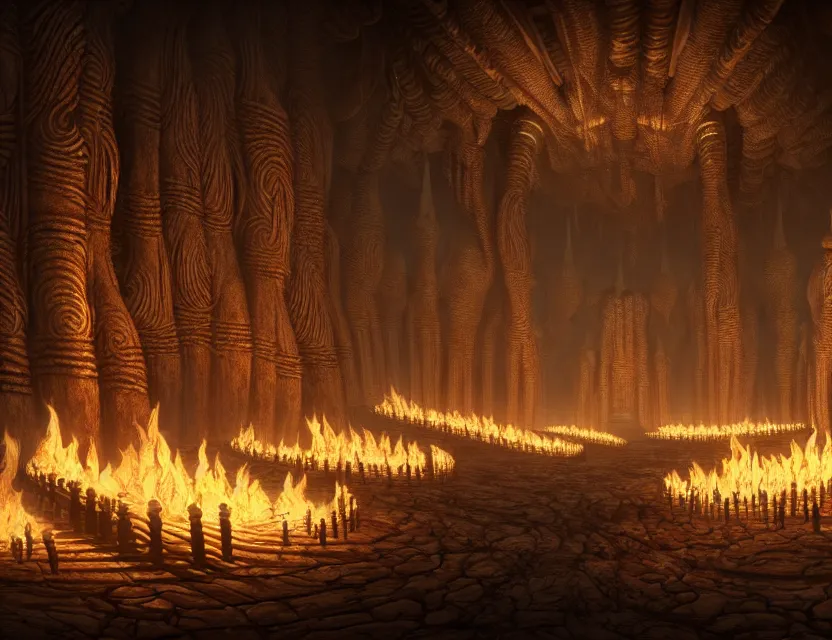 Prompt: a curly group of old sages burning candles, standing leagues taller than the villages below, intricate, ultra detailed, unreal engine, hr giger style, wide - angle lens, sharp focus, illustration, 8 k