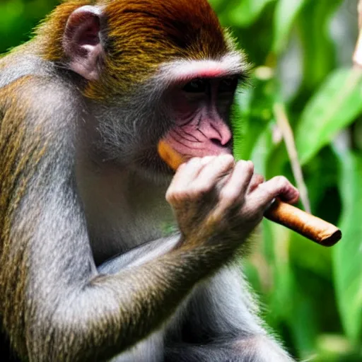 Image similar to Monkey smoking a cigar, award-winning photo