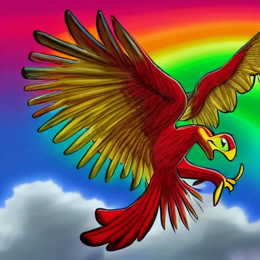 ho - oh photorealistic flying over a rainbow, Stable Diffusion