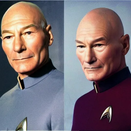 Image similar to “Patrick Stewart wearing his starfleet captains uniform”