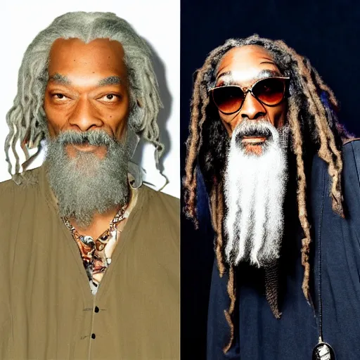 Prompt: Gandalf smoking marijuana with Snoop Dog