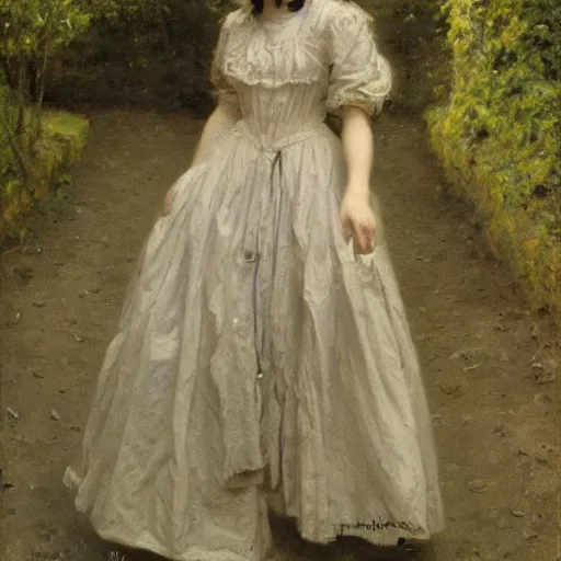 Image similar to young victorian woman lost in a labyrinth by alfred stevens