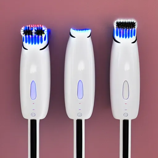 Prompt: electric toothbrush that has three heads