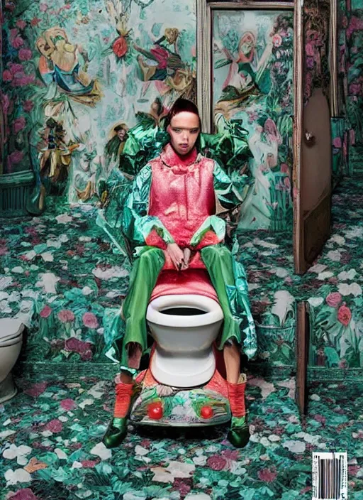 Image similar to a beautiful girl in a gucci x yeezy collab outfit is creating a new city, mini magic city, hidden doors, magical details, high detail, 8 k, perfect faces, photographed by maurizio cattelan and pierpaolo ferrari with the art direction of micol talso for toiletpaper creative magazine