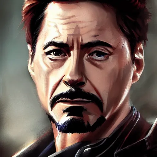 Image similar to concept art of tony stark, cinematic shot, painting by jama jurabaev, extremely detailed, brush hard, artstation, high quality, brush stroke