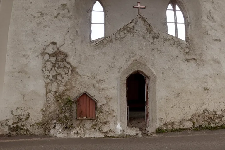 Prompt: the saddest little church in saint sanne