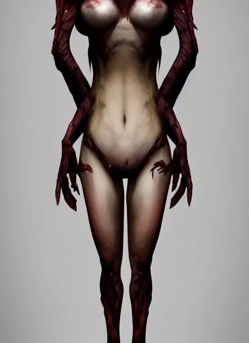 Image similar to female demon by Felix englund, full body, detailed, 8k, dark, trending on artstation, felix englund style, high resolution