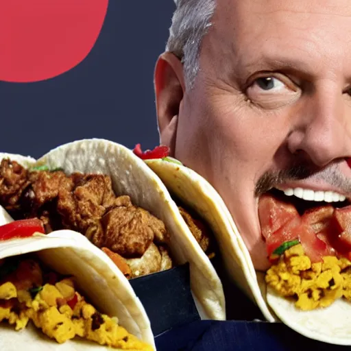 Prompt: Jim Cramer cannot stop eating tacos