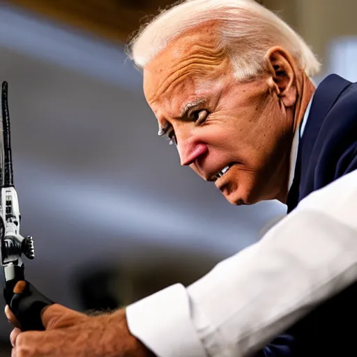 Image similar to joe biden using a cordless drill