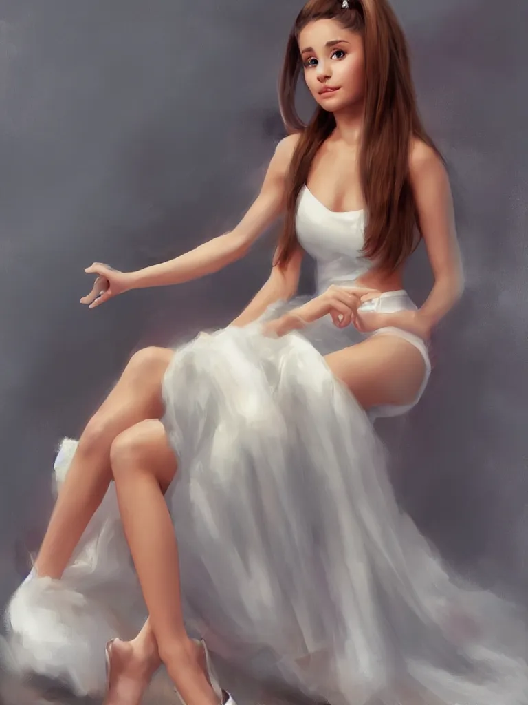 Prompt: ariana grande, digital art by Vladimir Volegov, full body, artstation, highly detailed