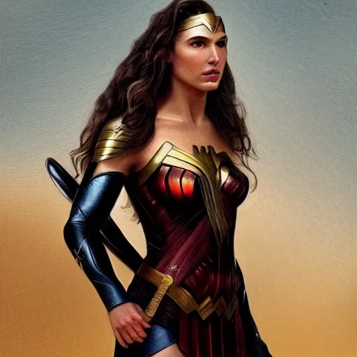 Image similar to portrait of Gal Gadot, in the style of the Hudson River School