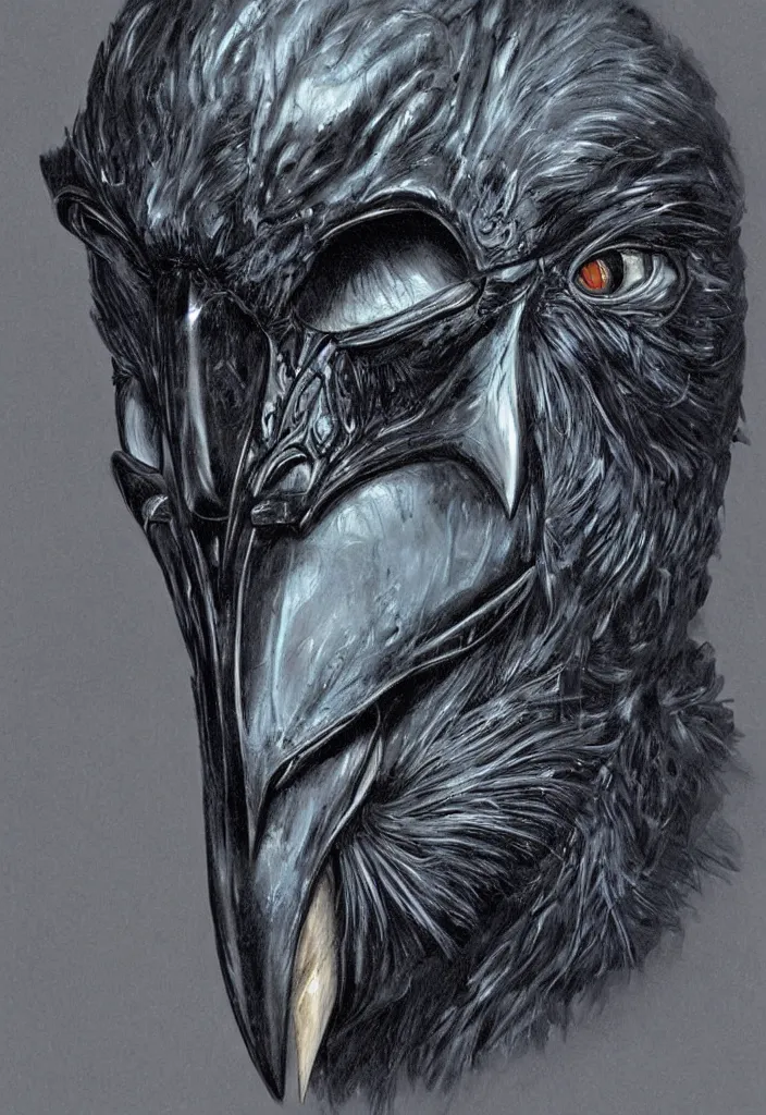 Image similar to a beautiful painting of a raven mask, by mark brooks, detailed drawing, concept art, stunning visuals, portrait