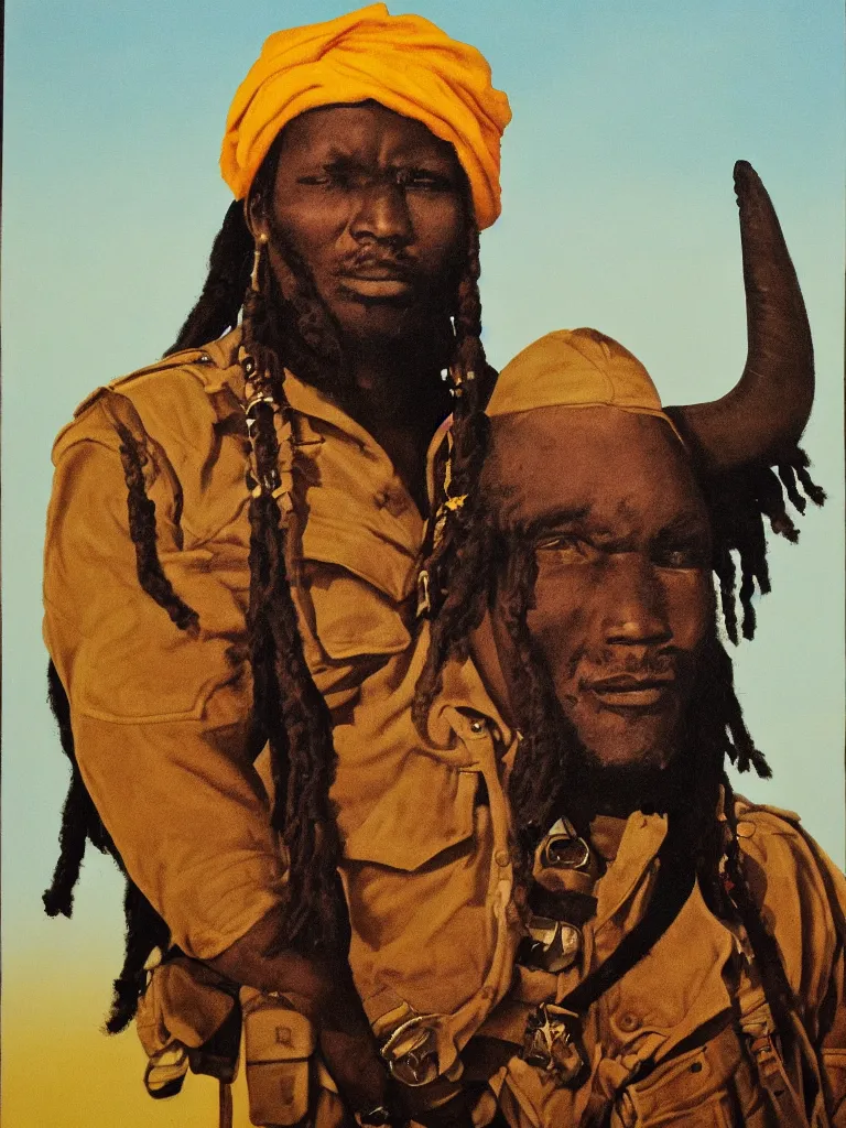 Prompt: Buffalo soldier portrait