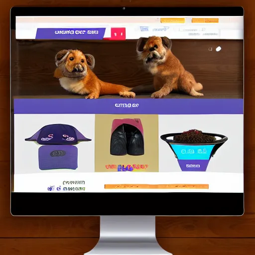 Image similar to petshop ecommerce website sketch, menu bar on top and on the left side, mate colours