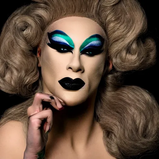 Prompt: an editorial photo of a drag queen