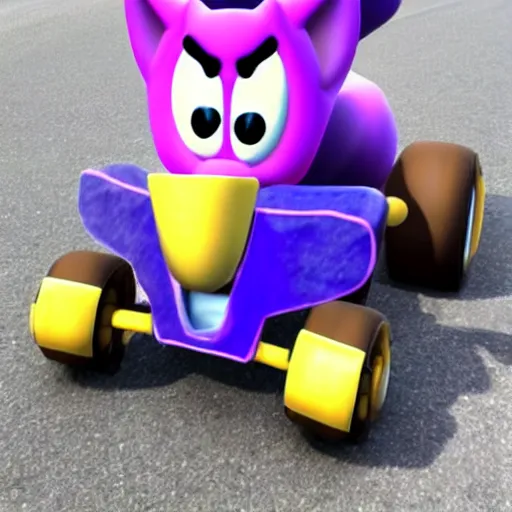 Image similar to mario kart cat waluigi