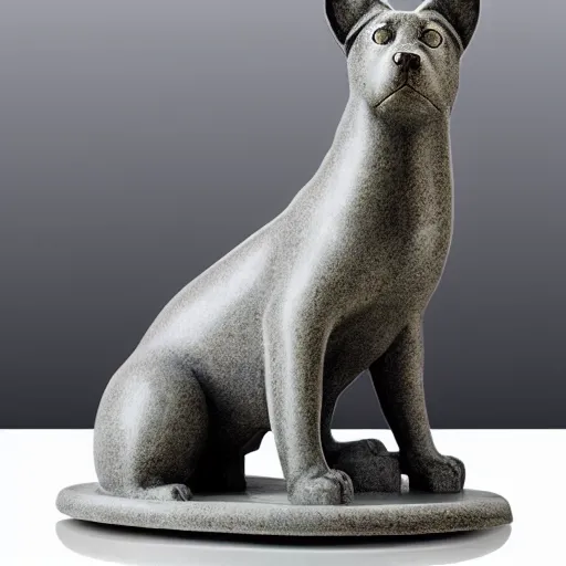 Image similar to a marble dog and cat rain statue rainbow