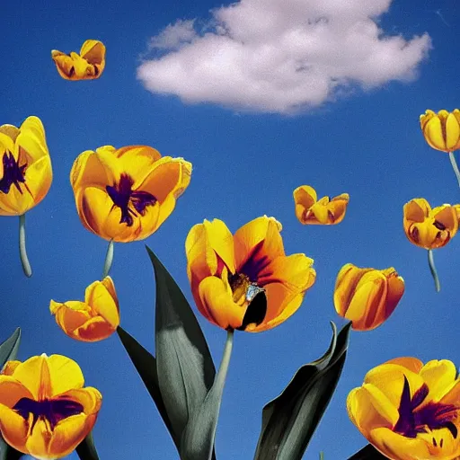 Image similar to yellow tulip frida kahlo condesa plane sky cloud cofee italy