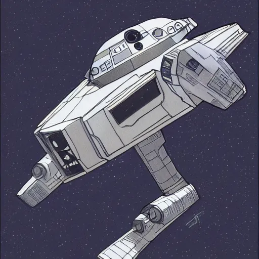 Image similar to isometric view of a star wars space ship in space, pencil sketch, concept art, digital art