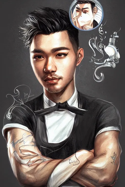 Prompt: a highly detailed portrait of a male french chef by ross tran rossdraws