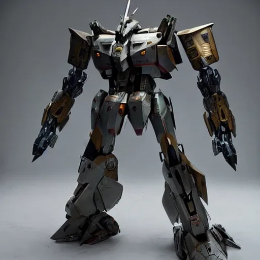 Image similar to cinematic still in real steel movie and westworld and pacific rim movie, one full body ornate humanoid gundam armored core mech by fujioka kenki and by mamoru nagano