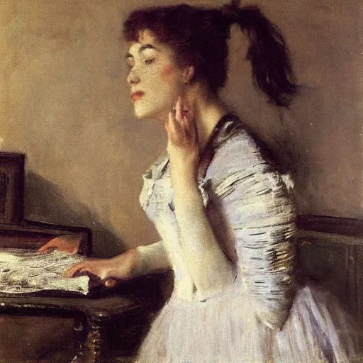 Image similar to actress rehearsing by alfred stevens