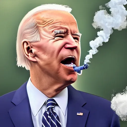 Prompt: Joe Biden smoking a bong