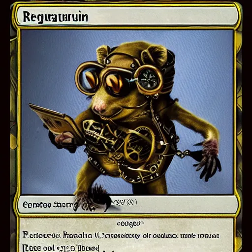 Prompt: a rat with steampunk googles, from Magic the gathering