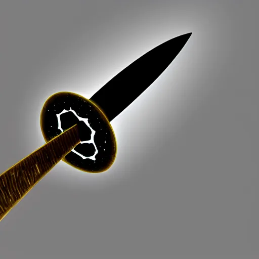 Image similar to concept art of a dagger made of black holes, black hole dagger, 8 k resolution