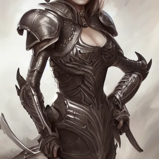 Prompt: full body portrait of female knight gorgeous, amazing, elegant, intricate, highly detailed, digital painting, artstation, concept art, sharp focus, illustration, art by Ross tran