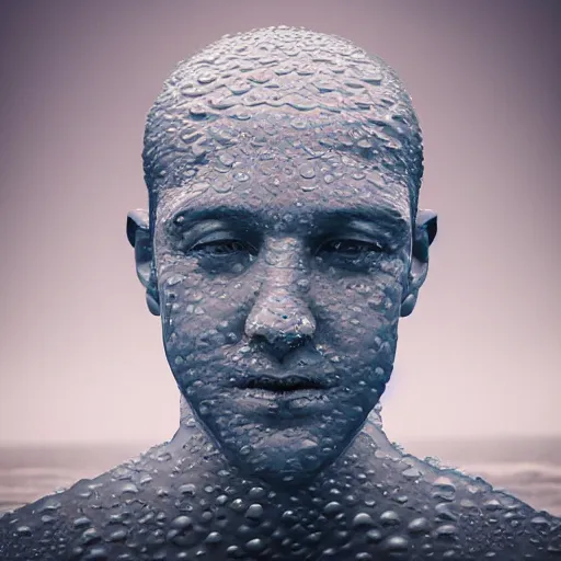 Image similar to a sculpture made of water in the shape of a human head, on the ocean water, water manipulation photoshop, cgsociety, cinematic, in the style of johnson tsang, long shot, hyper detailed, hyper realistic, ray tracing, 8 k resolution, sharp focus, realistic water, award winning