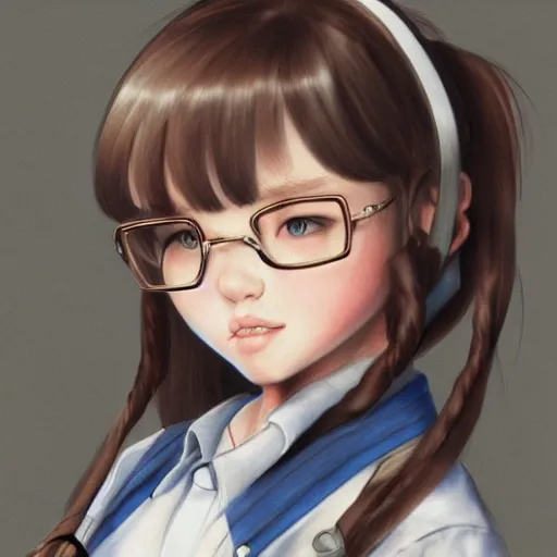 Image similar to a perfect, realistic professional digital sketch of a semirealistic schoolgirl, by pen and watercolor, by a professional Chinese Korean artist on ArtStation, on high-quality paper