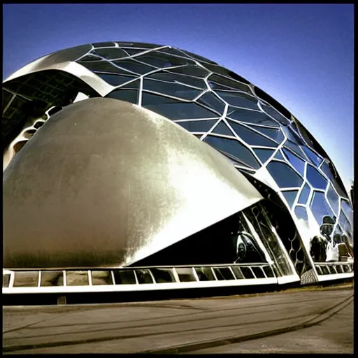 Prompt: futuristic building by buckminster fuller and syd mead, intricate contemporary architecture, photo journalism, photography, cinematic, national geographic photoshoot