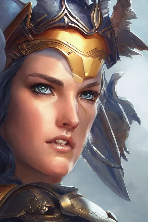 Image similar to amazon valkyrie athena, d & d, fantasy, portrait, highly detailed, headshot, digital painting, trending on artstation, concept art, sharp focus, illustration, art by artgerm and greg rutkowski and magali villeneuve