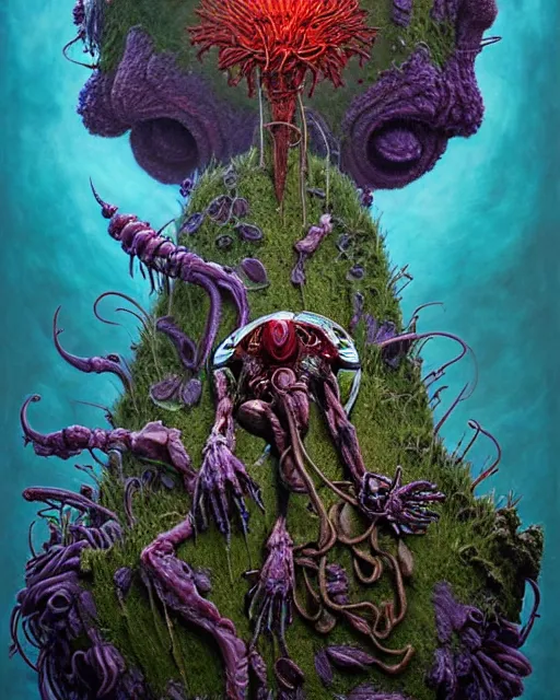 Prompt: the platonic ideal of flowers, rotting, insects and praying of cletus kasady carnage thanos dementor wild hunt chtulu mandelbulb schpongle doctor doom bioshock xenomorph akira, ego death, decay, dmt, psilocybin, concept art by randy vargas and zdzisław beksinski