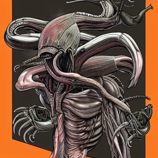 Prompt: Xenomorph Anatomy book