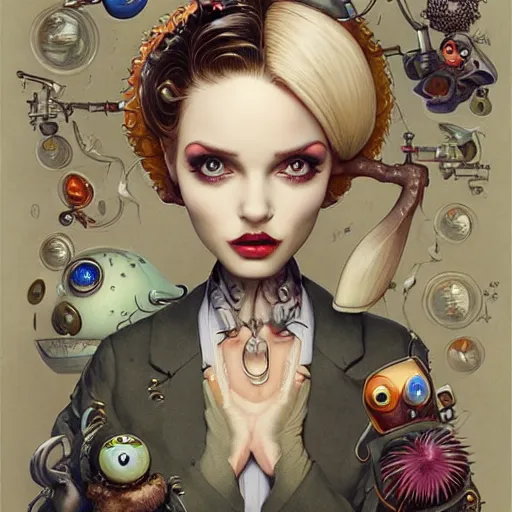 Prompt: Lofi portrait in laboratory, Pixar style by Joe Fenton and Stanley Artgerm and Tom Bagshaw and Tim Burton