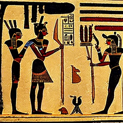 Image similar to chaos, ancient egyptian art