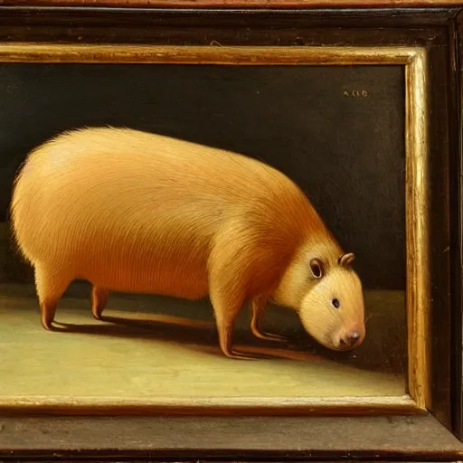 Image similar to a capybara hacking into a website, oil painting, 1 8 th century