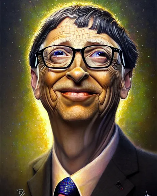 Image similar to detailed portrait of bill gates cheese!! grater!!! shredded by tomasz alen kopera and peter mohrbacher and johanna martine! and margaret keane! coherent luminescent