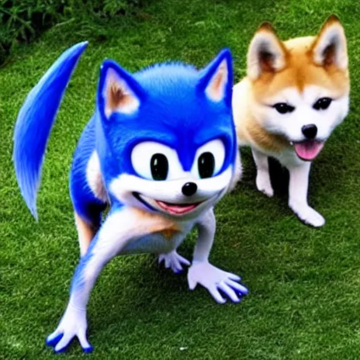 Image similar to sonic doge, shibu inu as sonic, doge as sonic, byghee