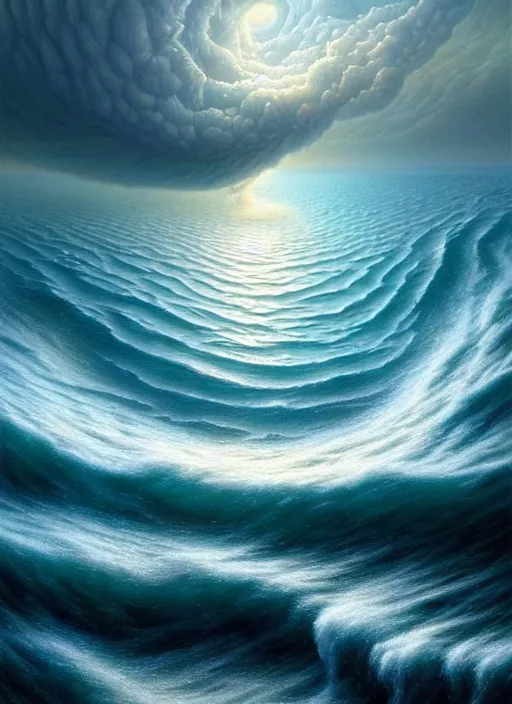 Image similar to A hyper-detailed 3d render like a Oil painting of the Ocean’s dream of The Upward Spiral, surrealism!!!!! surreal concept art, lifelike, photorealistic, digital painting, aesthetic, smooth, sharp focus, Artstation HD, by Greg Rutkowski, Chris Tulloch McCabe, Valentina Remenar and Asher Duran,