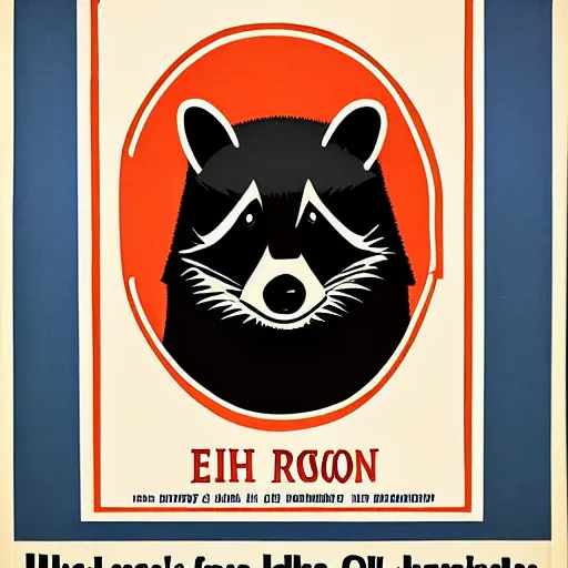 Prompt: Propaganda poster of an evil raccoon