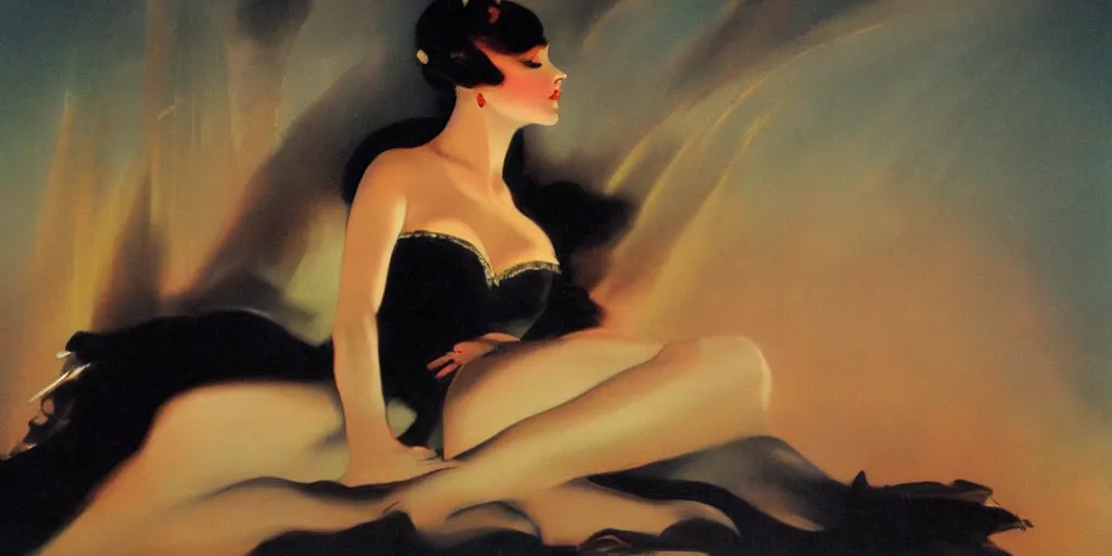 Image similar to a night landscape background, rolf armstrong