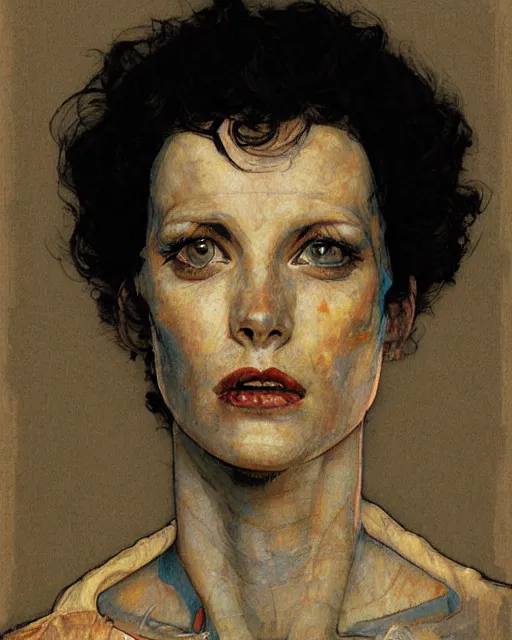 Image similar to portrait of a ripley from alien, by greg rutkowski in the style of egon schiele