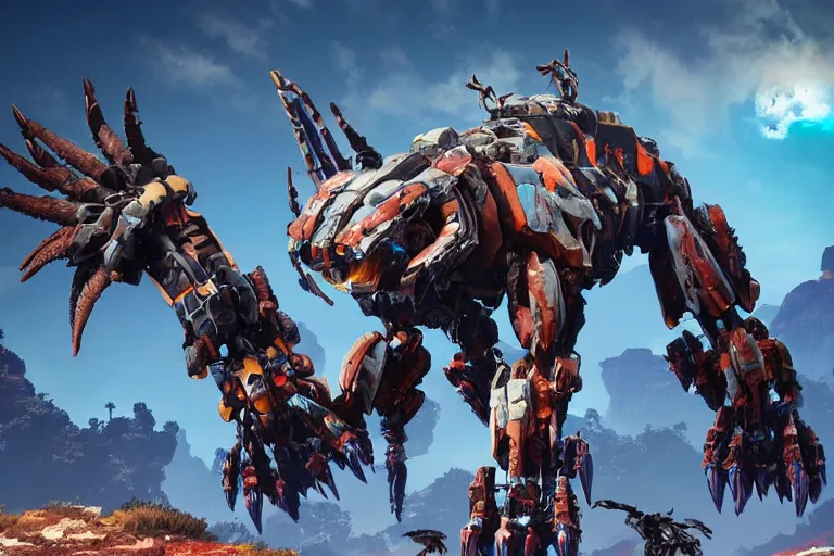 Image similar to clawstrider machine mecha animal beast robot of horizon forbidden west horizon zero dawn bioluminiscence global illumination ray tracing hdr fanart arstation by sung choi and eric pfeiffer and gabriel garza and casper konefal