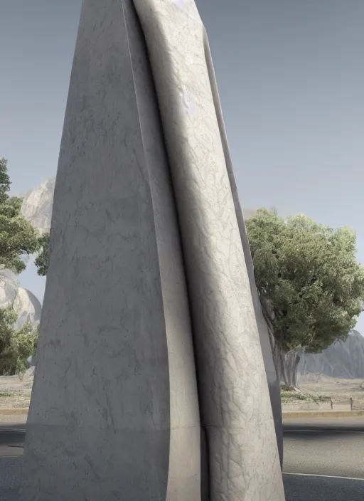 Image similar to highly detailed architecture render of a futuristic monument stele standing on the road archdaily made in unreal engine 4