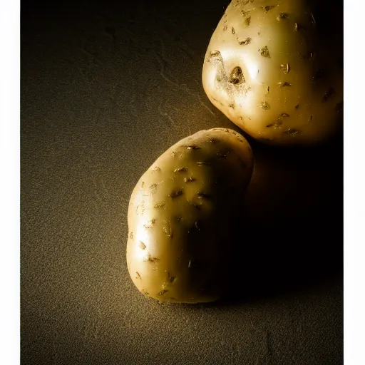 Image similar to angry potato alone in a room, dramatic lighting nighttime, photoreal 8 k